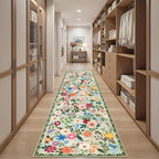 PLHXFR 3x10 Washable Runner Rug：Floral Indoor Kitchen Soft Carpet Green | - Image 5