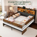 LARMACE Queen Bed Frame with 6 Storage Drawers, Bed Frame Queen Size with Linen - Image 3