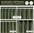Dark Green Textured Linen Blend Curtains 102 Inches Long - Image 4