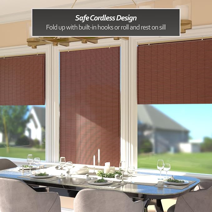 Red Lantern Bamboo Cordless Window Shade - Image 3