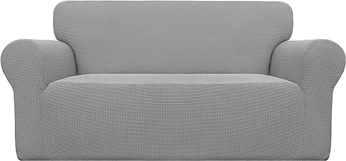 Easy-Going Stretch Loveseat Couch Covers Washable Light Gray | 1-Piece Loveseat by Easy-Going