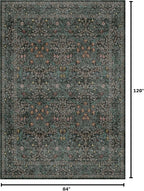Vintage Dark Green Living Room Rug, 7x10 Washable Area Rugs - Image 2