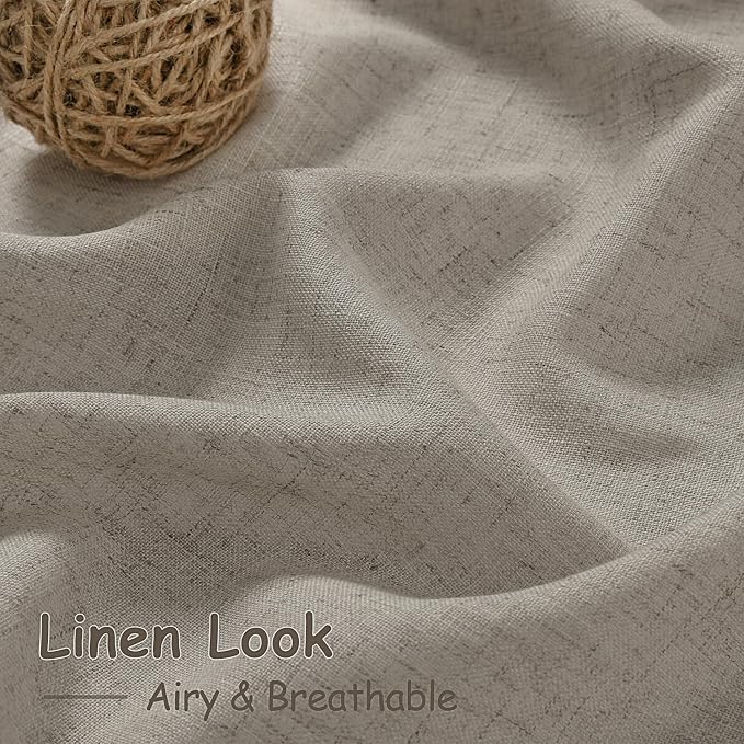 Grey Beige Linen Curtains 96 Inches Long - Image 4