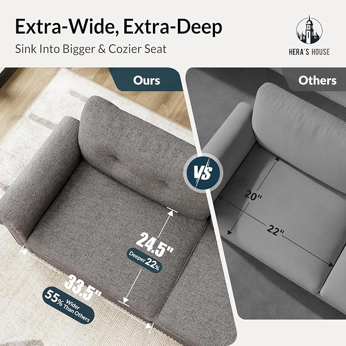 HERA'S HOUSE 3 Pieces Modular Sectional Sofa Sets, Oversized Couch Set - Image 3