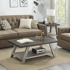 Roundhill Furniture Athens Contemporary 3-Piece Wood Shelf Coffee Table Set - Image 3