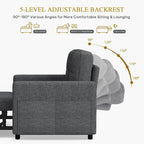 DWVO 55" Convertible Sofa Bed, 3-in-1 Sleeper Sofa - Image 4