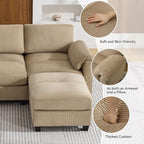 87.5'' L Shaped Modular Sectional Sofa, 3 Seater Cloud Couch - Image 3