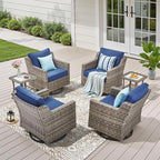 Patio Wicker Chairs Swivel Rocker-Outdoor Swivel Rocker Chair Set of 4 by AMCLOBA