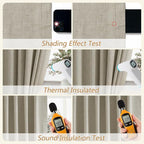 100% Blackout Linen Curtains for Bedroom 96 inches Long 8 FT, Thermal Insulated - Image 5