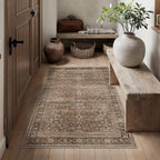 Schweek 3x5 Brown Area Rug Washable Non Slip Vintage Rugs by Schweek