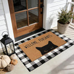 2 Pcs Welcome Peasants Black Cat Door Mat Set, Layered Artificial Coir Doormat by Unknown