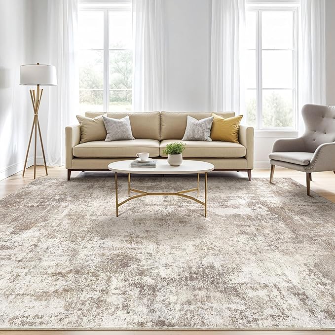 LOONGRUG 10x13 Area Rug Washable Large Neutral Modern Living Room Rug | - Image 5