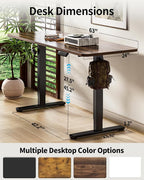 BIZUM Electric Standing Desk 63 x 24 Inch Computer Desk-Gaming Desk Dark Walnut - Image 3