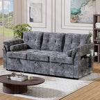 Convertible Sleeper Sofa Bed, 63 Inch Chenille Pull Out Couch - Image 7