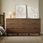 BORNOON 63" Long Dresser for Bedroom, 9-Drawer Fluted Dresser, Extra-Wide Wood - Image 3