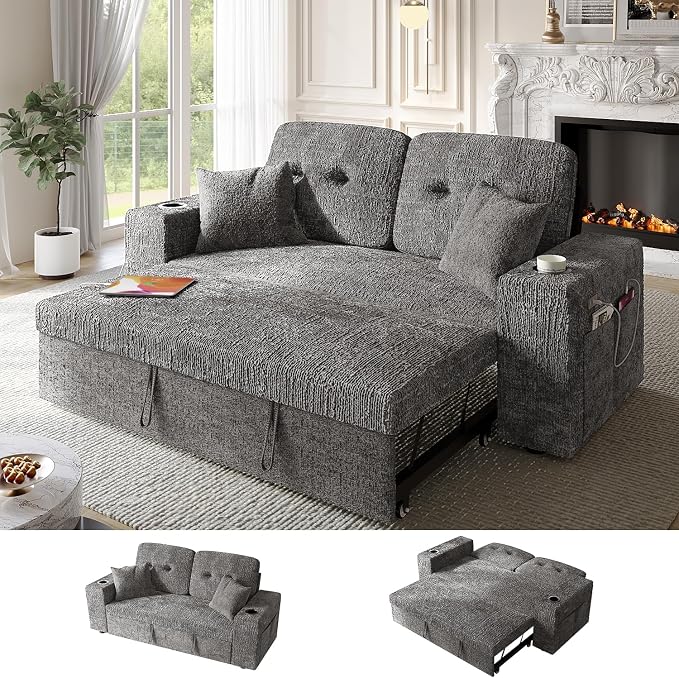 63 Inch Sleeper Sofa Bed, 3 in 1 Pull Out Couch Bed by Bonroyo-FindYourPlace