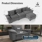 HERA'S HOUSE 124" Modular Sectional Sofa, Oversized L Shaped Couches - Image 2