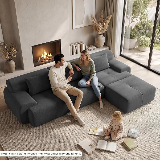GRUSIGN 118'' Modular Sectional Oversized Boneless Couch, Tufted Cloud - Image 9