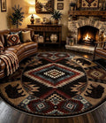 Southwestern Round Rug 6ft, Low Pile Soft Circle Area Rug by YIHOUSE