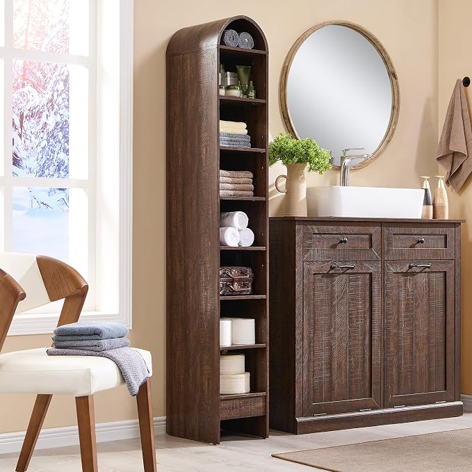 IFGET 67" Tall Arched Bookshelf, 8 Tiers Arch Bookcase - Image 6