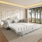 97.6" Oversized Pull Out Sofa Bed, Chesterfield Velvet Sleeper Sofa Couch - Image 8