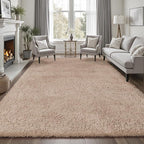 PLHXFR 8x10 Area Rugs Living Room: Fluffy Bedroom Rug Shag Carpet Camel | - Image 3