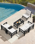 SERWALL HDPE Patio Conversation Set, 6-piece Sectional Outdoor Furniture Set - Image 6