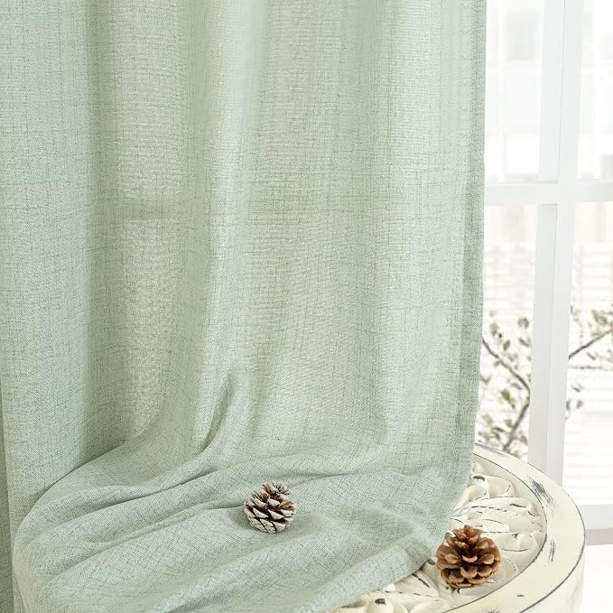 YoungsTex Sage Green Linen Curtains 45 Inches Length - Image 7