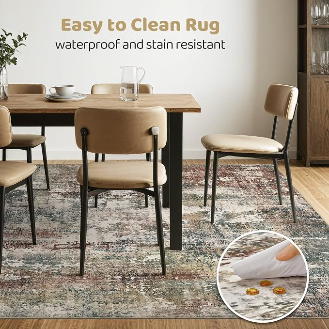 LOONGRUG 6x9 Area Rugs Washable Neutral Modern Living Room Rug Green Red | - Image 6