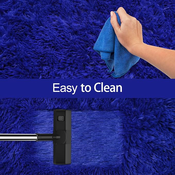 Blue Runner Rug for Bedroom Navy Blue 2x5ft Fluffy Area Rug Bedside Runner Rug - Image 7