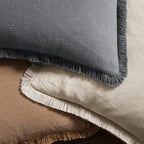 MIULEE Boho Linen Fringe Decorative Throw Pillow Covers Grey 20x20 | Set of 2 - Image 4