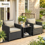 Outsunny 3 Piece Patio Furniture Set, Wicker Outdoor Bistro Set - Image 2