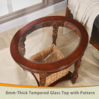 LEEMTORIG Oval Round Glass End Table, 2-Tier Solid Wood Glass Top End Side - Image 5