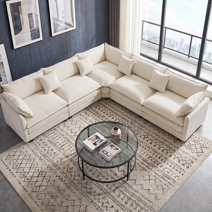 111.4" V-Shaped Corner Couch Sectional｜5 Seat Customizable Modular Cloud by MUDANT