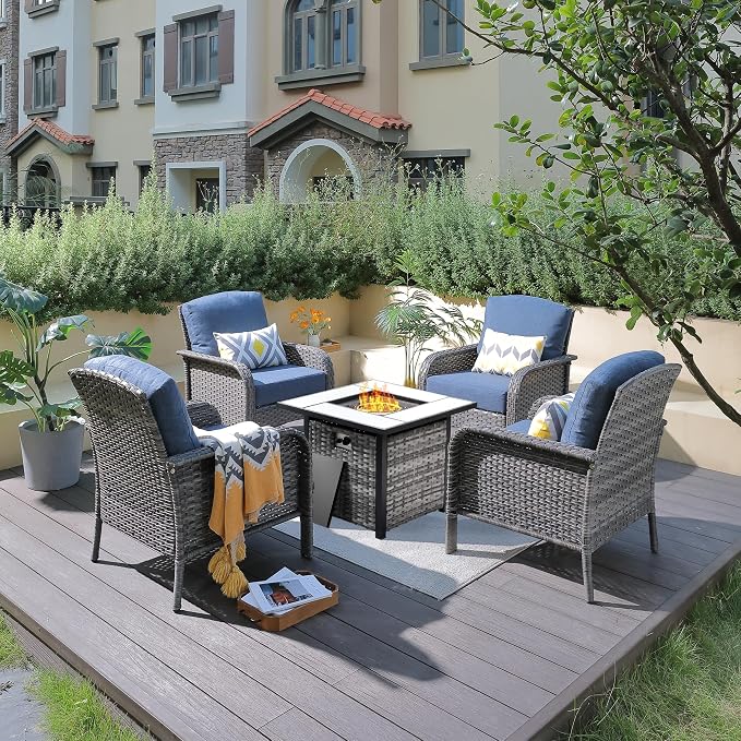 ovios 5-Piece Patio Furniture Set, Outdoor Wicker Sofa by OVIOS
