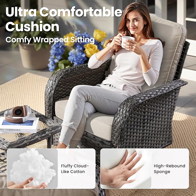 ovios 3-Piece Patio Furniture Set, Outdoor Wicker Sofa - Image 5