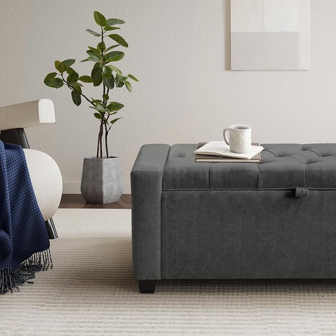 GRAINELL Storage Ottoman Bench, Upholstered Tufted Bedroom Bench - Image 3