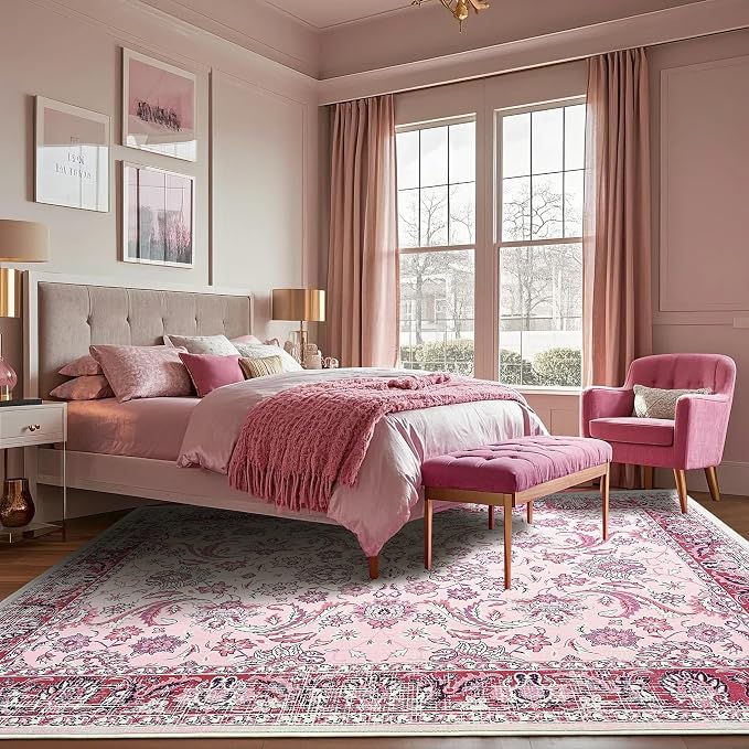 Area Rugs for Living Room, Washable 5x7 Area Rug for Bedroom, Floral Non-Slip - Image 6