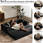 79" Convertible Sofa Bed with Fixed-Shape Frame & Removable Armrests, Modular - Image 6