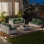 LOUVIXA 7 Piece Outdoor Patio Furniture Set, Outdoor Sectional Sofa, Wicker - Image 9