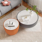 Round Marble Coffee Table Set of 2, 2 Piece White Coffee Table and End Table - Image 5