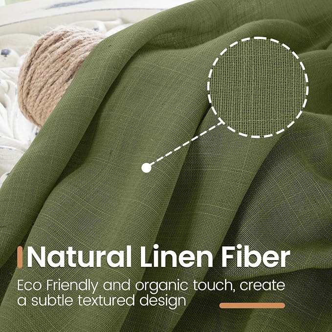 BGment Olive Green Linen Sheer Curtains 84 Inches Long - Image 3