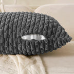 Set of 4 Dark Grey Decorative Throw Pillow Covers 26x26 Inch Corduroy Pillow - Image 5