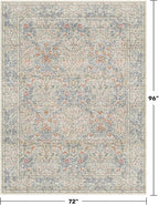 Boho Beige Blue Living Room Rug 6x8 - Image 2