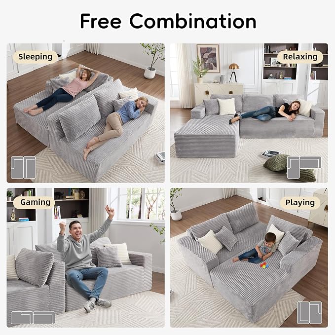 Opiesit 108" Boneless Couches for Living Room, Modular Sectional Sofa - Image 5
