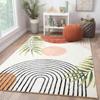 RoomTalks Mid Century Modern Washable Rug, Boho Cute Aesthetic 8x10 Area Rugs by RoomTalks