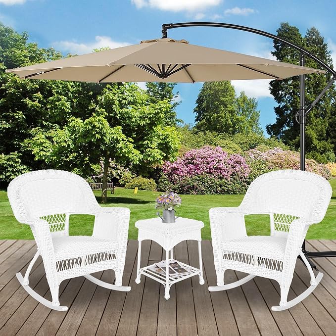Jeco 3 Piece Rocker Wicker Chair Set - Image 9