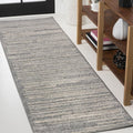 JONATHAN Y Khalil Modern Berber Stripe Gray/Cream Runner Rug, Contemporary by JONATHANY