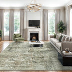 Soalmost Abstract Area Rug 6x9 for Living Room Washable Rugs Green Black | by Soalmost