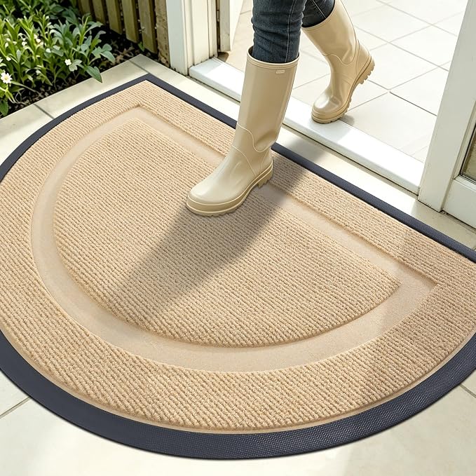 OLANLY Half Circle Front Door Mat Outside 35x23 All-Season Rubber Doormat | by OLANLY